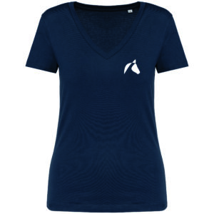 T-shirt femme col V bleu foncé